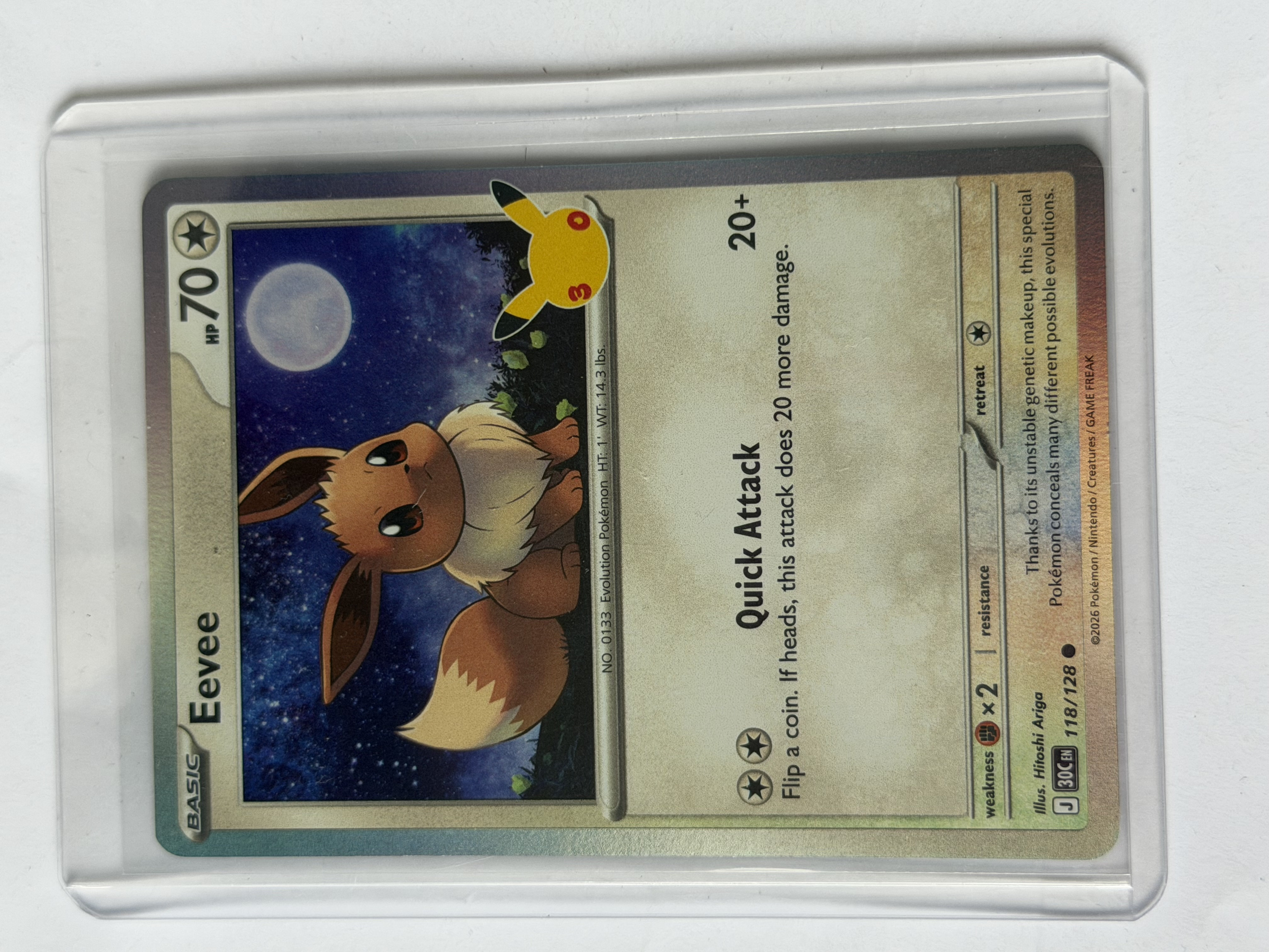 Carta Eevee 118/128 — Pokémon 30th Anniversary