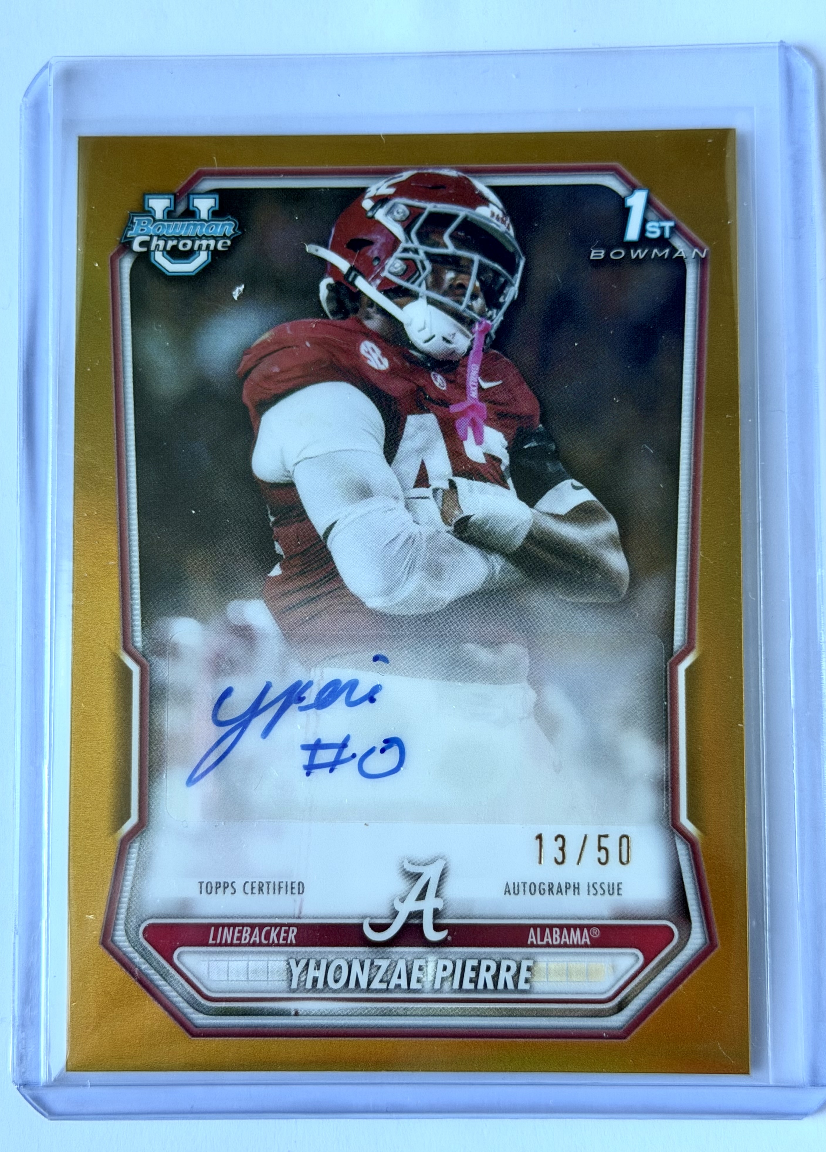 Carta Yhonzae Pierre 13/50 1st Bowman Chrome Autograph