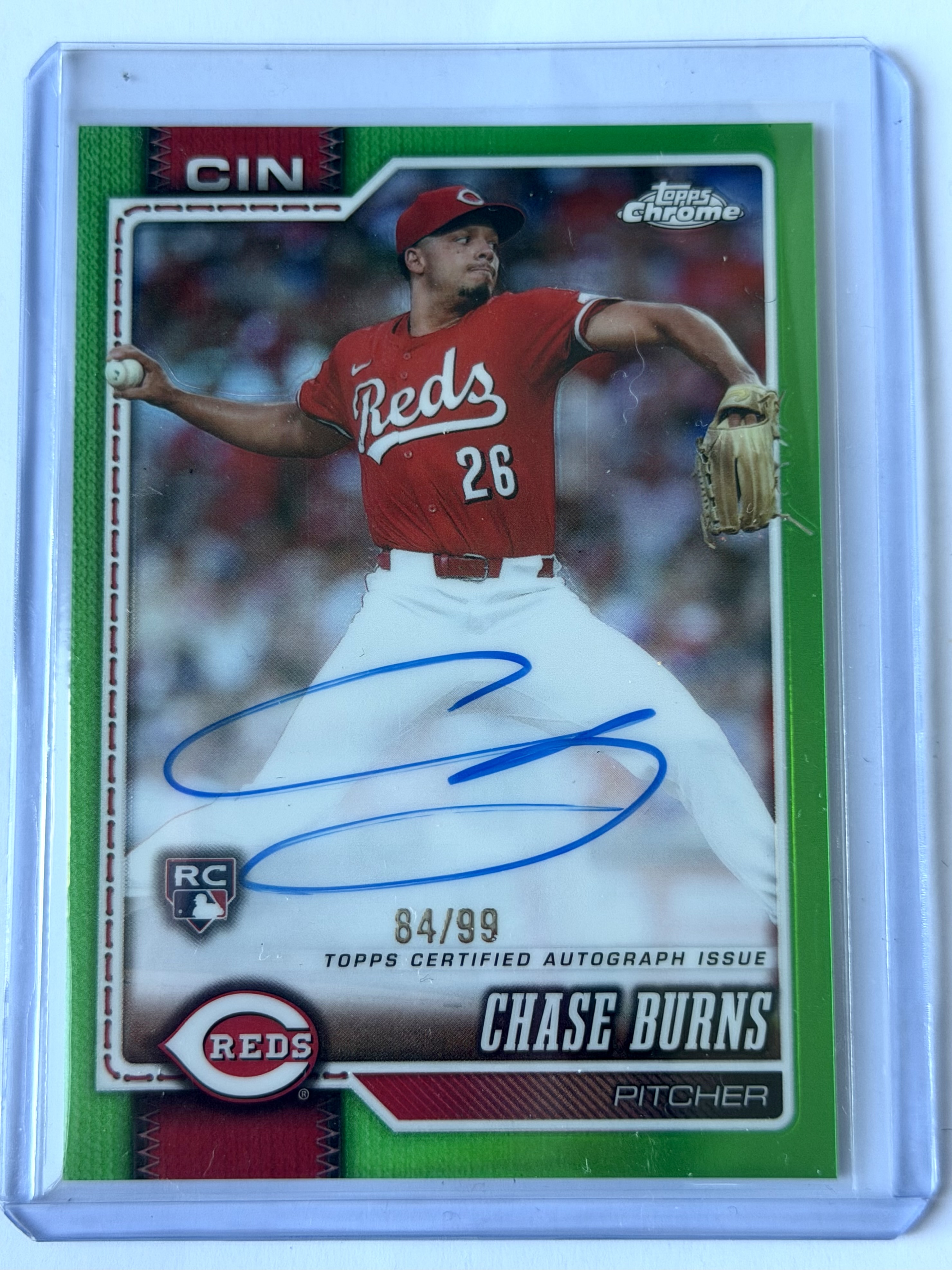 Carta Chase Burns – Green Refractor Rookie Autograph 84/99