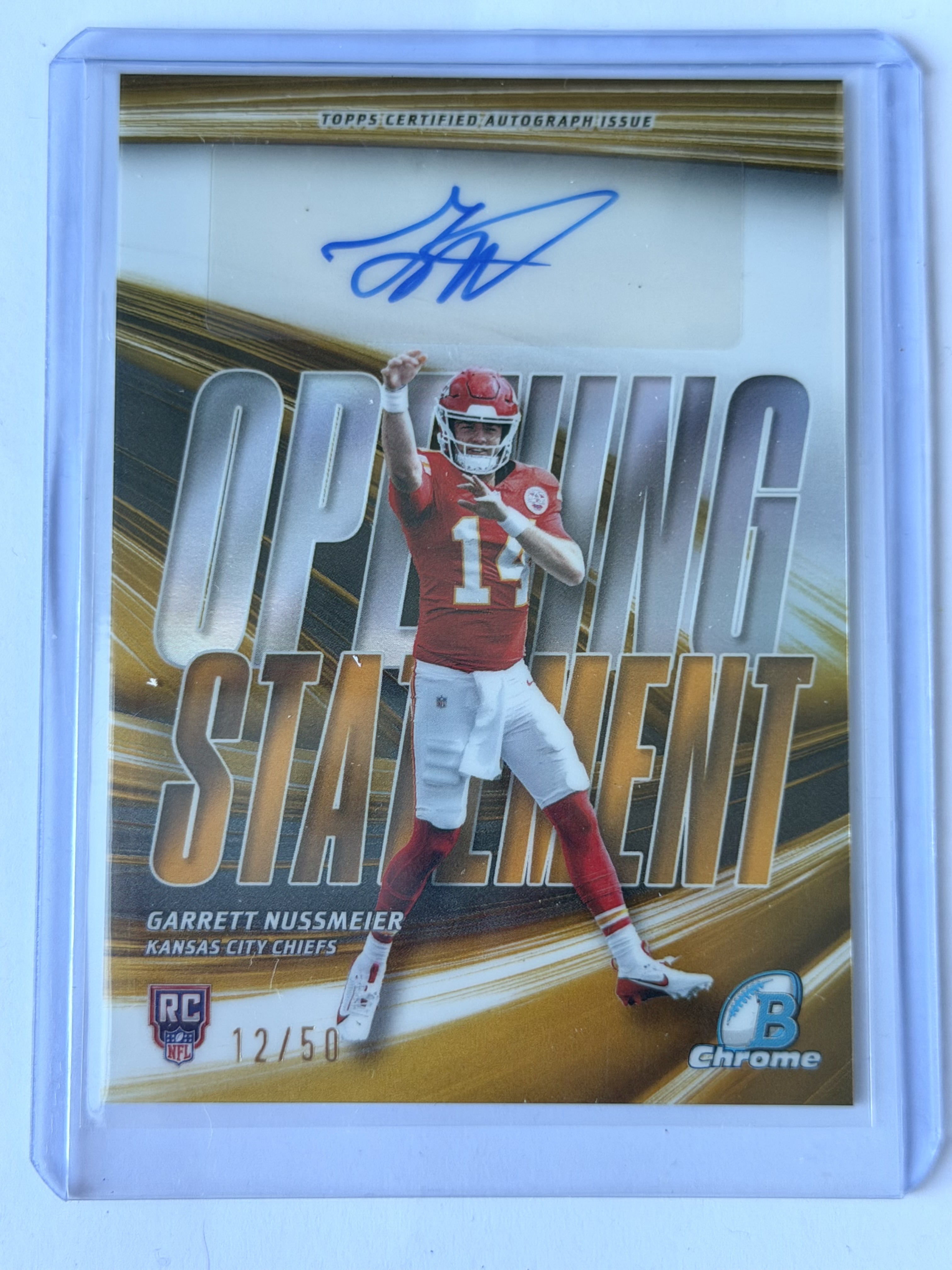 Carta Garrett Nussmeier 12/50 Opening Statement Signatures RC Auto
