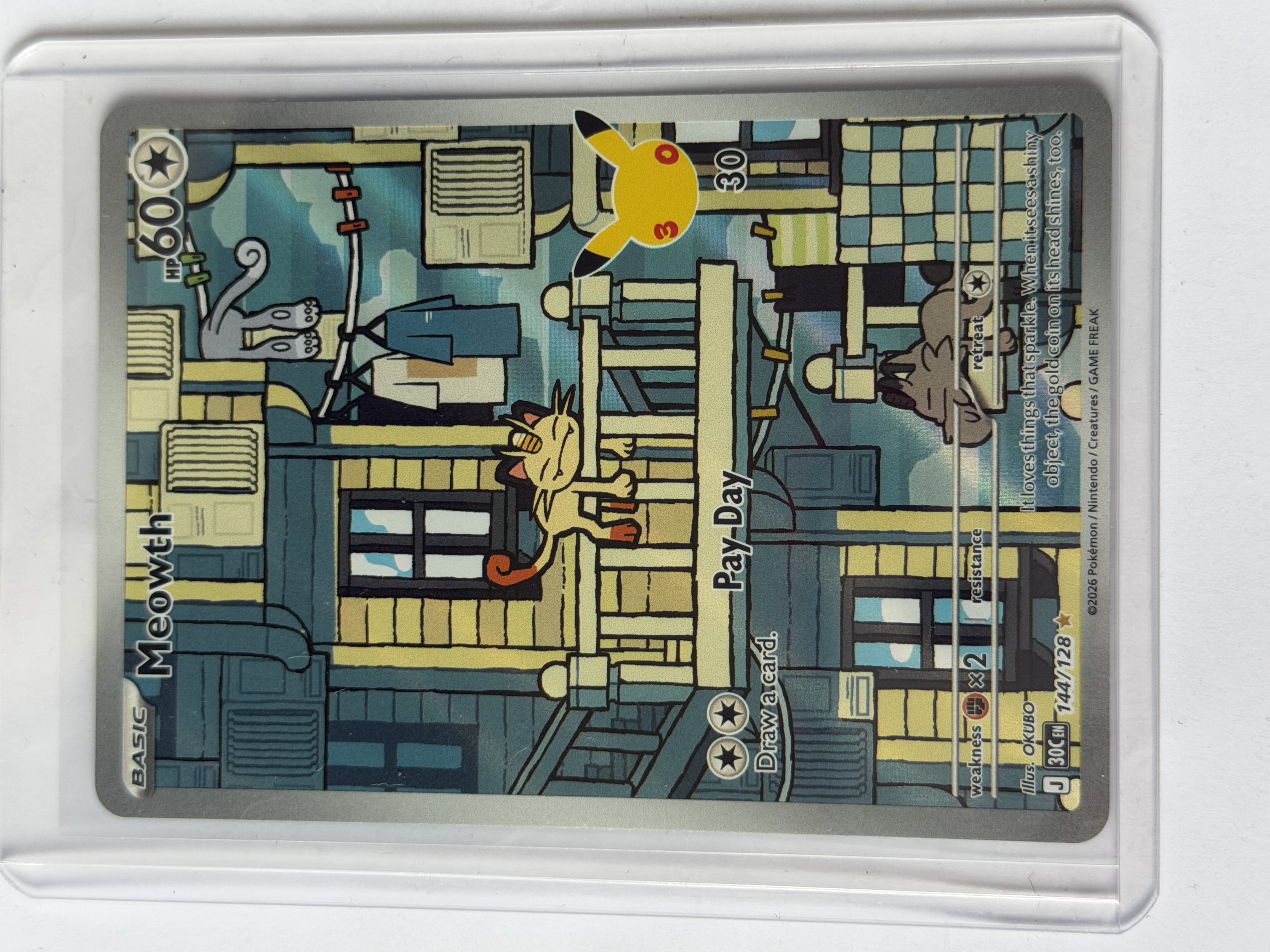 Carta Meowth 144/128 — Pokémon 30th Celebration
