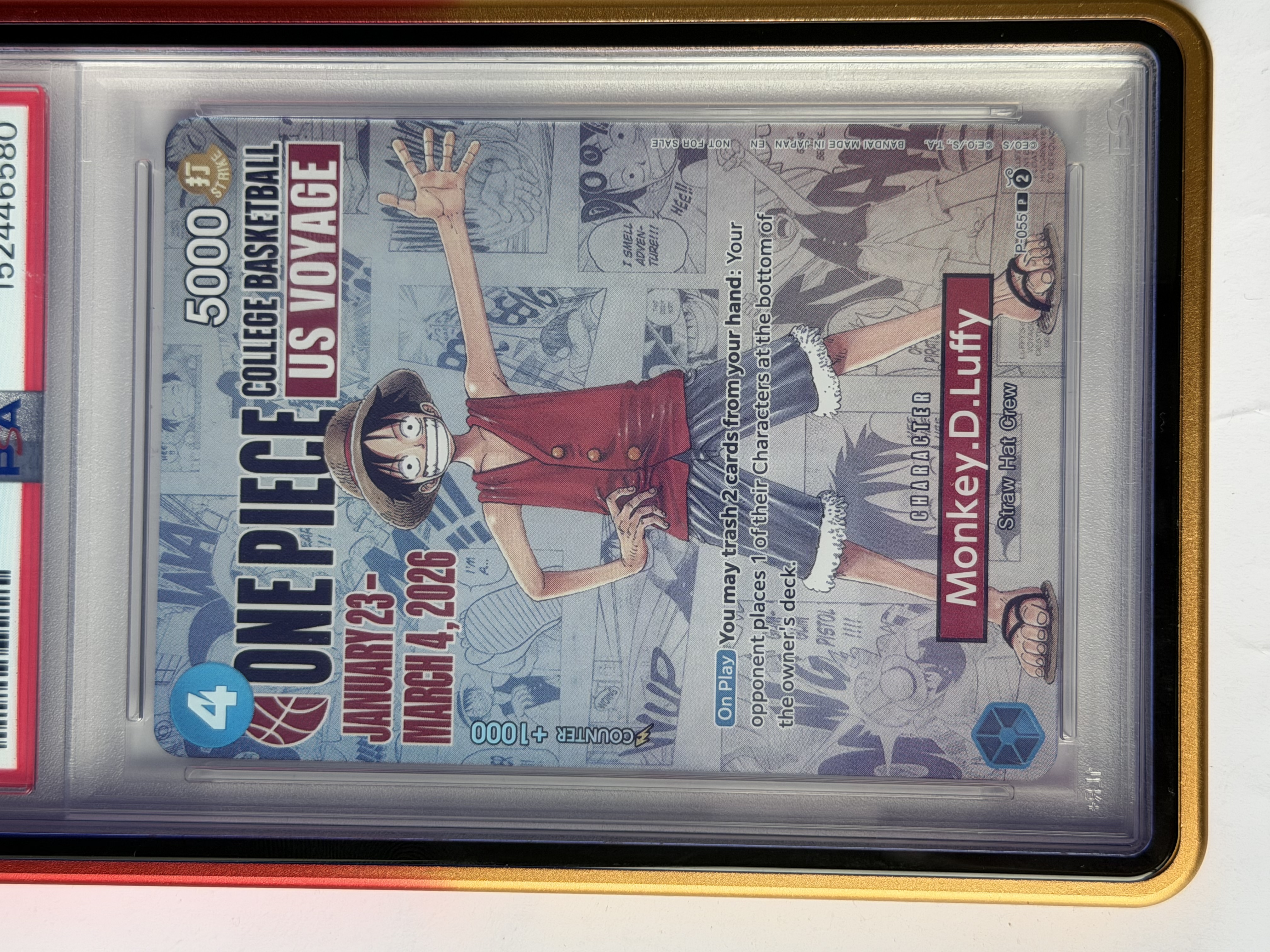 Carta PSA 10 Monkey D. Luffy #P-055 — College Basketball: US Voyage