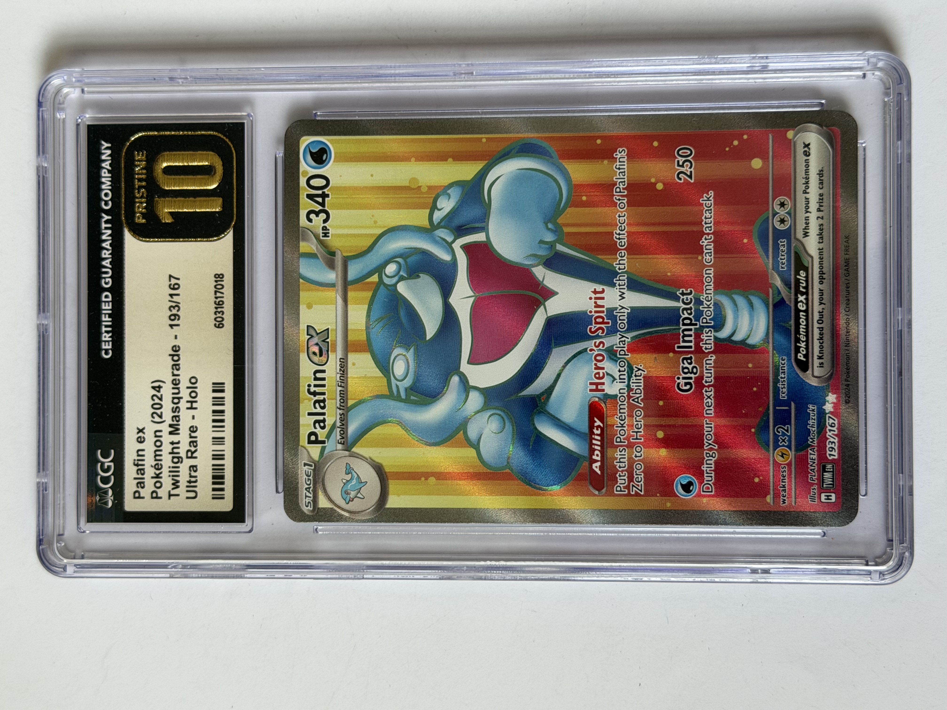 Carta PSA pokemon Palafin ex Pristine 10