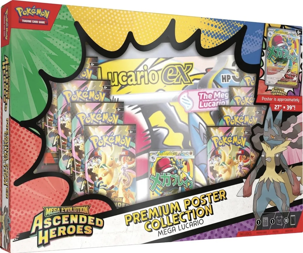 Caja Mega Evolution Ascended Heroes Premium Poster Collection Mega Lucario