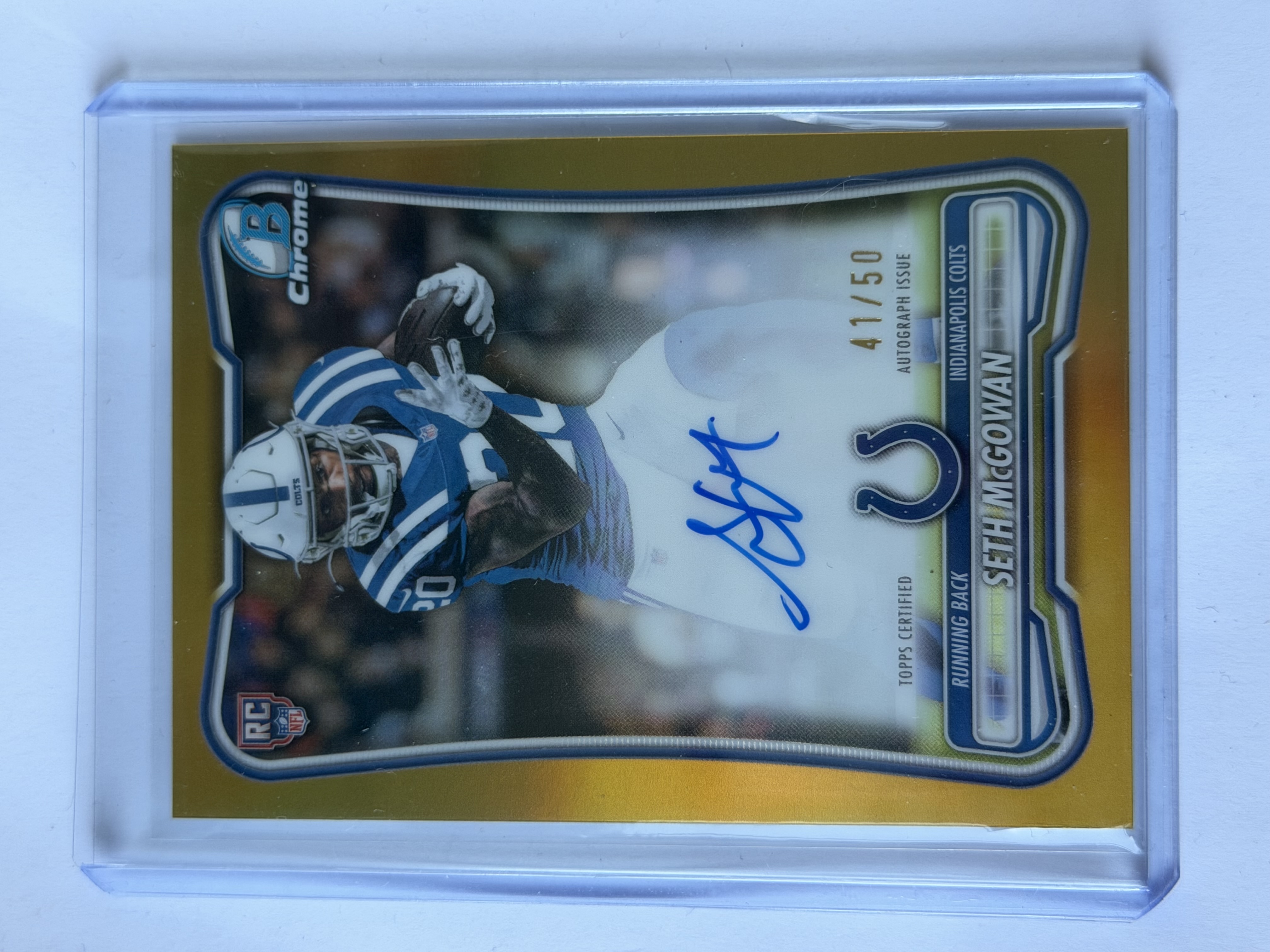 Carta Rookie Seth McGowan 41/50 — Rookie Autograph Gold Refractor
