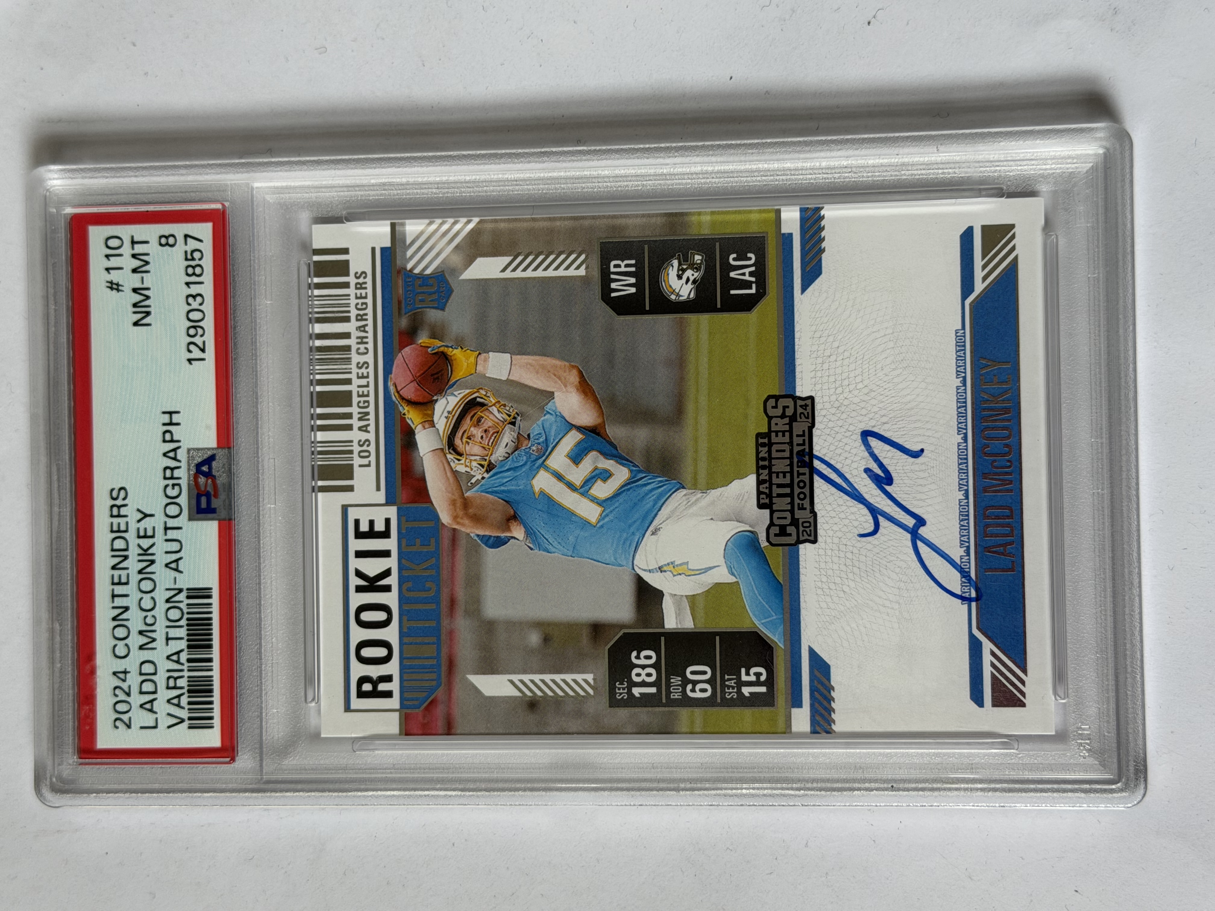 Carta PSA Rookie Ladd McConkey Auto