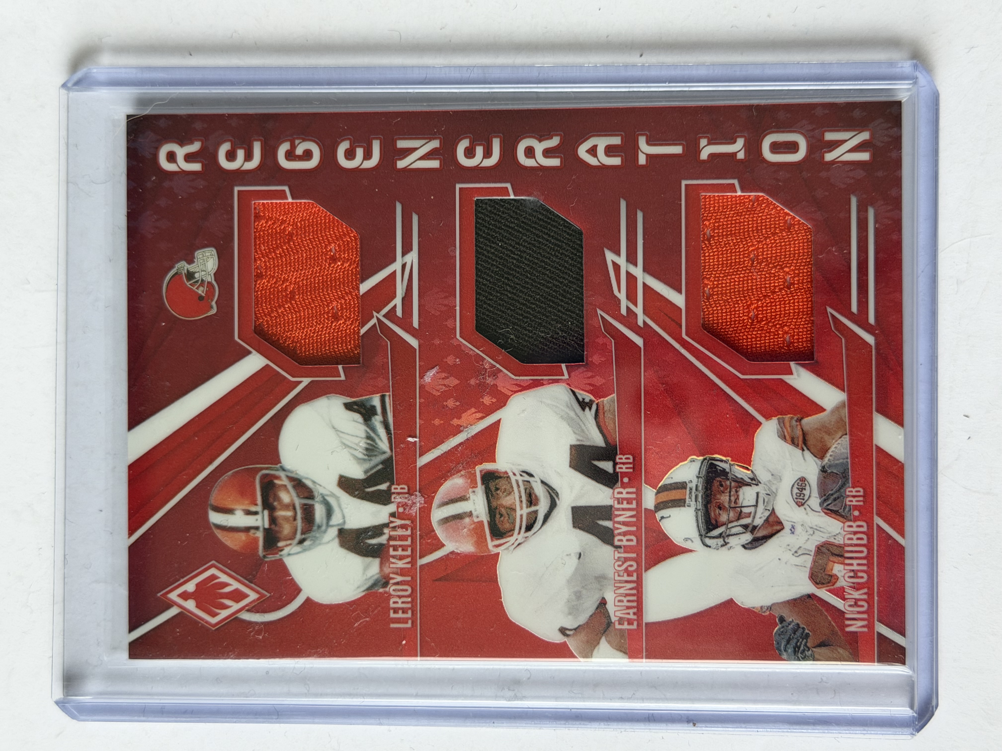 Carta Leroy Kelly/ Earnest Byner / Nick Chubb 15/99 Memoralia