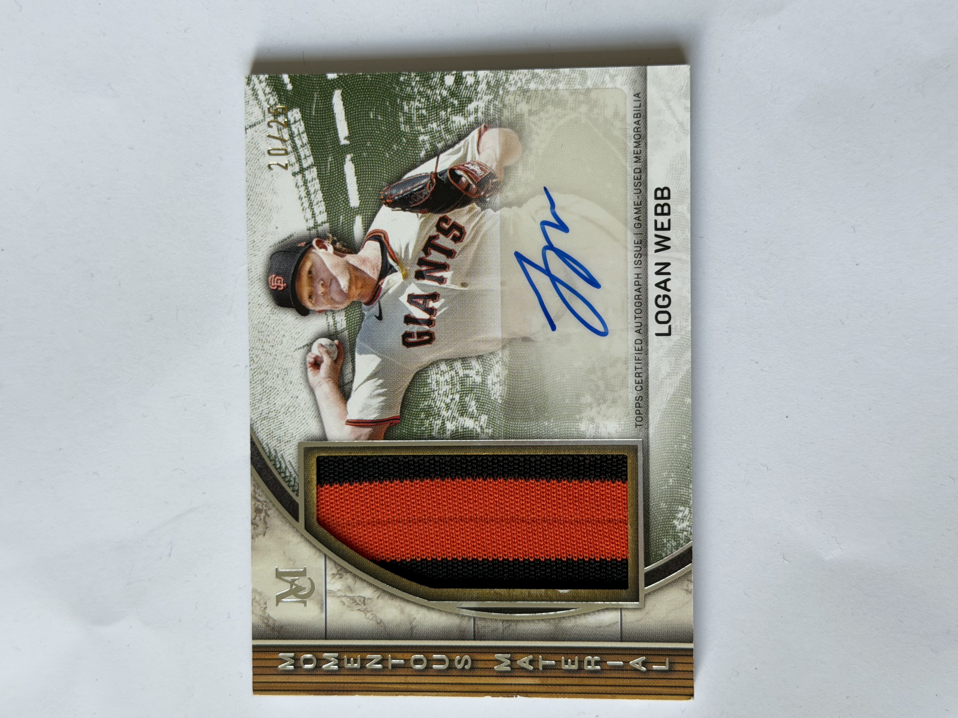 Carta Logan Webb 20/25 Memoralia Auto